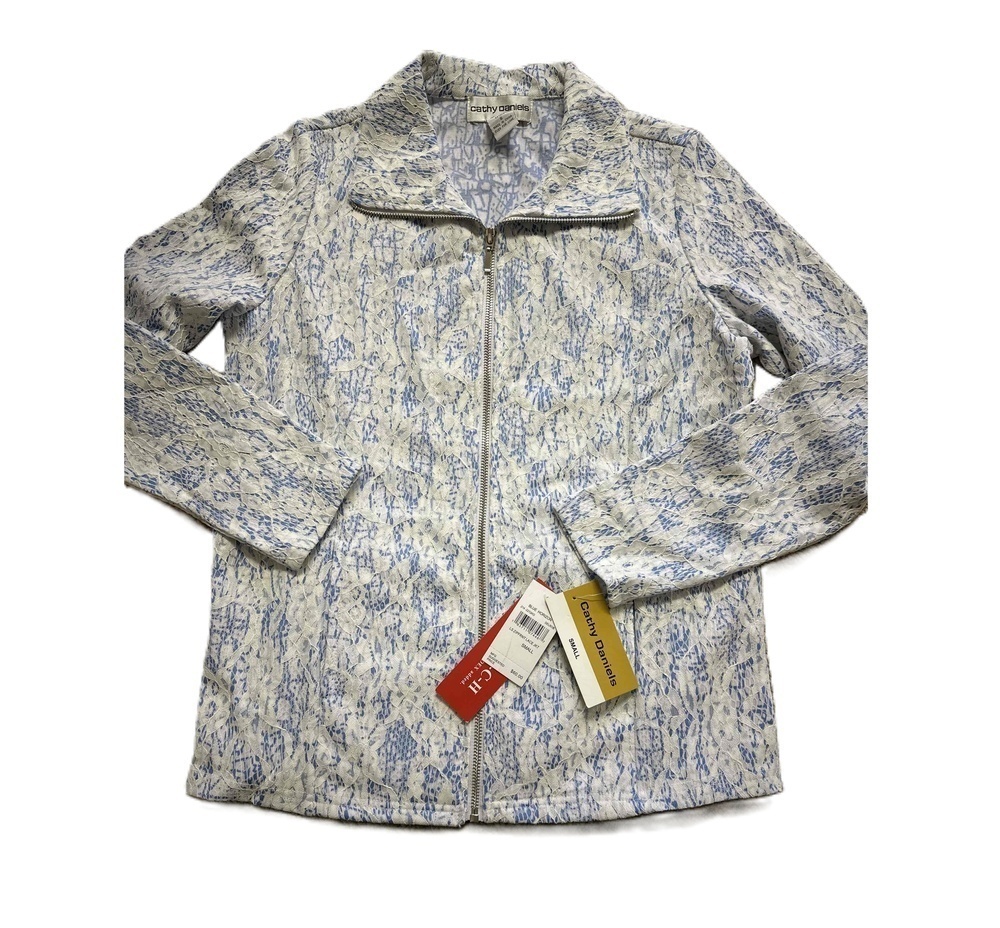 NWT Cathy Daniels Multicolor Zip Up Printed Long Sleeve Casual Jacket Small